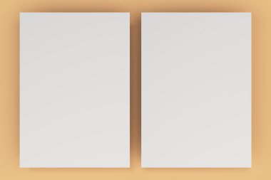 Boş beyaz el ilanı mockup turuncu zemin üzerine