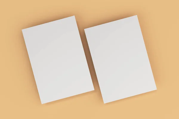 Boş beyaz el ilanı mockup turuncu zemin üzerine — Stok fotoğraf