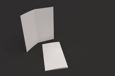 Boş beyaz iki kat broşürü mockup siyah arka plan üzerine