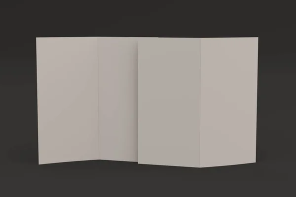 Порожній білий два складні макет брошури на чорному тлі — стокове фото