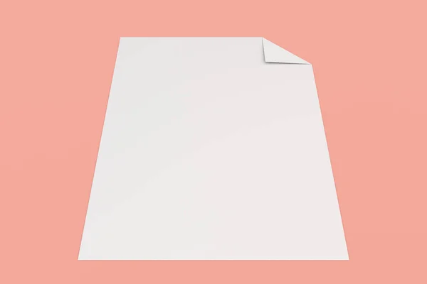 Bianco flyer bianco con un angolo curvo mockup su sfondo rosso — Foto Stock
