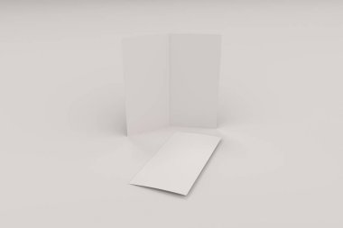 Boş beyaz iki kat broşürü mockup beyaz arka plan üzerinde