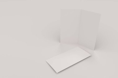 Boş beyaz iki kat broşürü mockup beyaz arka plan üzerinde