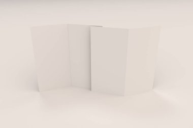 Boş beyaz iki kat broşürü mockup beyaz arka plan üzerinde