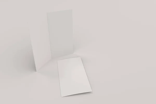 Mockup brosur putih dua kali kosong pada latar belakang putih — Stok Foto
