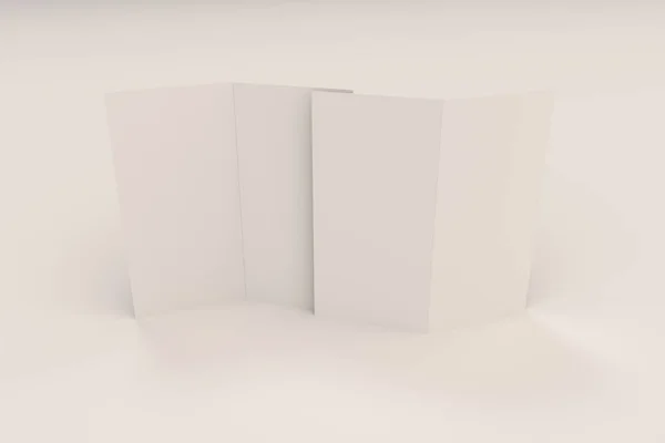 Tyhjä valkoinen kaksinkertainen esite mockup valkoisella taustalla — kuvapankkivalokuva