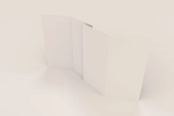 Порожній білий два складання макет брошури на білому тлі — стокове фото