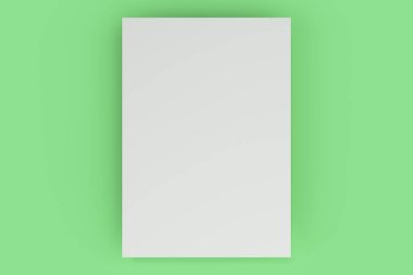 Boş beyaz el ilanı mockup yeşil zemin üzerine