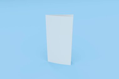 Mavi zemin üzerine beyaz boş iki kat broşürü mockup