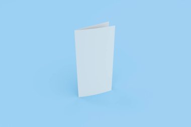 Mavi zemin üzerine beyaz boş iki kat broşürü mockup