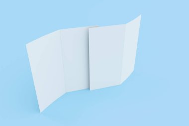 Mavi zemin üzerine beyaz boş iki kat broşürü mockup