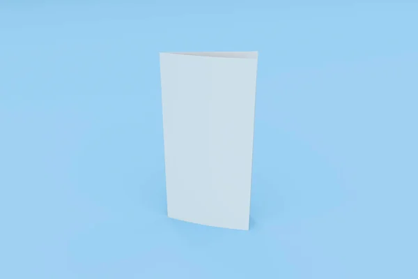 blank white two fold brochure mockup on blue background stock