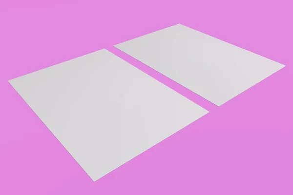 Två tomma vita flyers mockup på violett bakgrund — Stockfoto