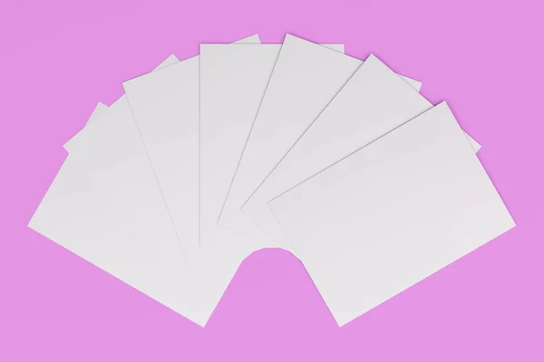 Blank white flyer mockup em fundo violeta — Fotografia de Stock