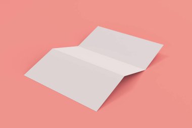 Boş beyaz üç katlı broşür mockup kırmızı zemin üzerine