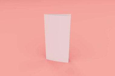 Boş beyaz iki kat broşürü mockup kırmızı zemin üzerine