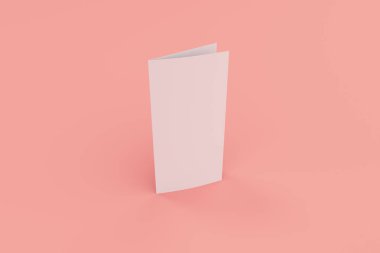 Boş beyaz iki kat broşürü mockup kırmızı zemin üzerine