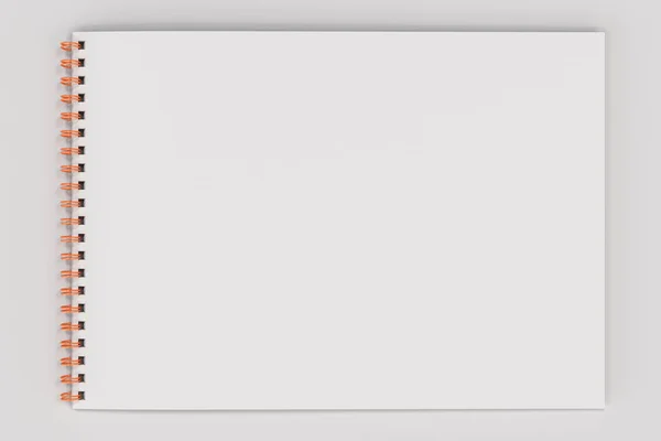 Üres fehér Jegyzetfüzet-val fém spirál kötött fehér háttér — Stock Fotó