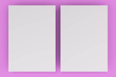 Boş beyaz el ilanı mockup Menekşe arka plan üzerinde