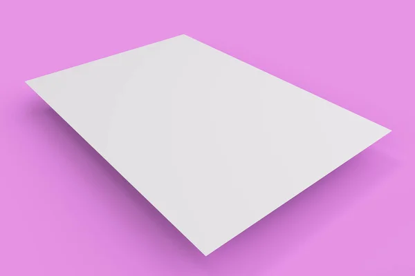 Makieta puste białe ulotki na fioletowym tle — Zdjęcie stockowe