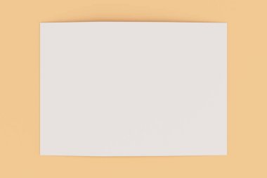 Turuncu zemin üzerine boş beyaz açık üç katlı broşür mockup