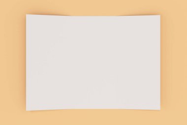 Turuncu zemin üzerine boş beyaz açık üç katlı broşür mockup