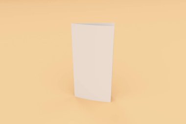 Boş beyaz iki kat broşürü mockup turuncu zemin üzerine