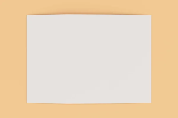 Puste białe otwarte trzy krotnie Broszura makieta na pomarańczowym tle — Zdjęcie stockowe