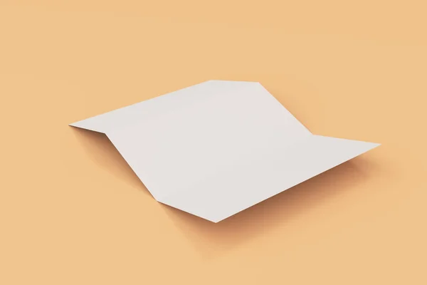 Folleto de tres pliegues blanco en blanco maqueta sobre fondo naranja — Foto de Stock