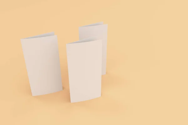 Порожній білий два складання макет брошури на помаранчевому фоні — стокове фото