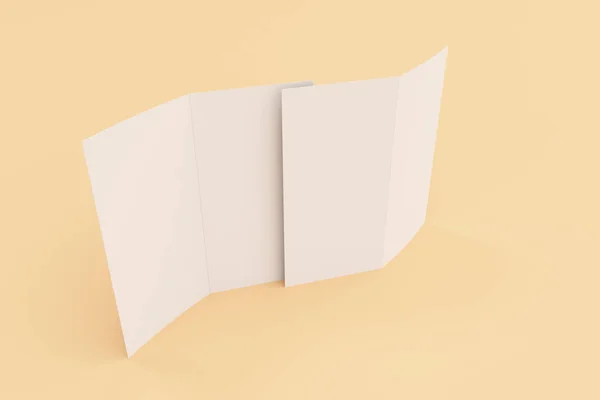 Bianco bianco due pieghe brochure mockup su sfondo arancione — Foto Stock