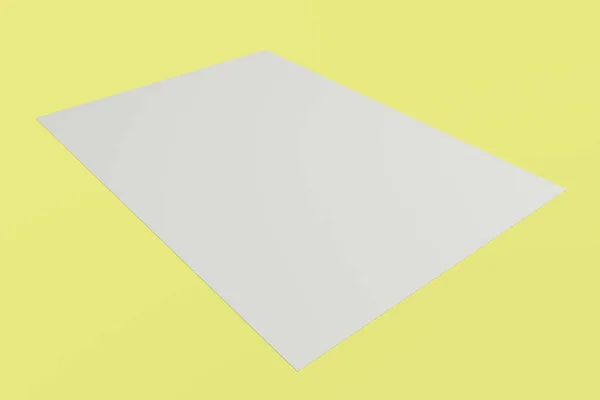 Макет белой листовки на желтом фоне — стоковое фото