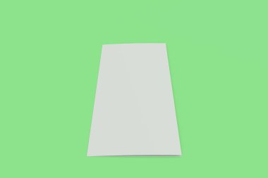 Boş beyaz iki kat broşürü mockup yeşil zemin üzerine