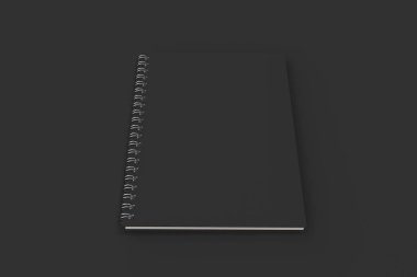 Kapalı defter sarmal siyah arka plan üzerine bağlı