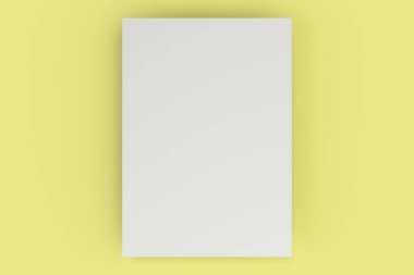 Boş beyaz el ilanı mockup Sarı zemin üzerine