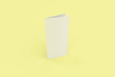 Boş beyaz iki kat broşürü mockup Sarı zemin üzerine