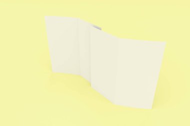 Boş beyaz iki kat broşürü mockup Sarı zemin üzerine