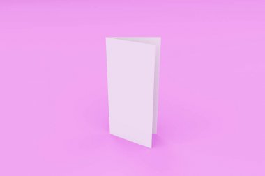 Boş beyaz Menekşe backgrou üzerinde üç katlı broşür mockup kapalı