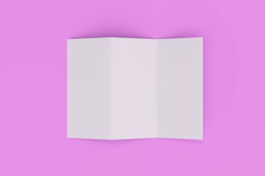 Boş beyaz üç katlı broşür mockup Menekşe arka plan üzerinde