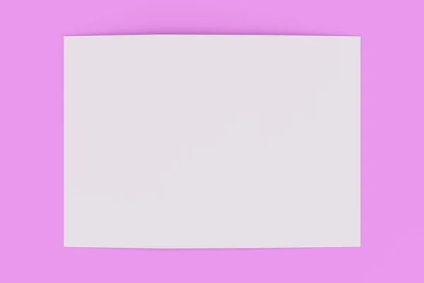 Leere weiße offene dreifache Broschüre-Attrappe auf violettem Hintergrund — Stockfoto