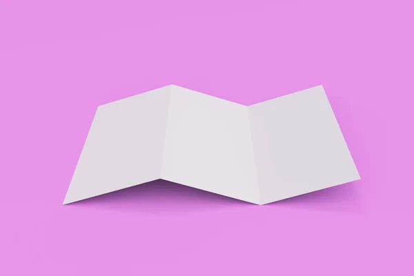 Простой белый трехкратный макет брошюры на фиолетовом фоне — стоковое фото