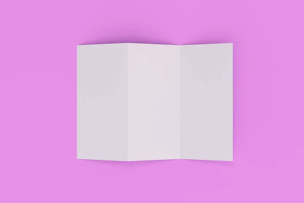 Простой белый трехкратный макет брошюры на фиолетовом фоне — стоковое фото