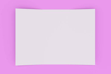 Menekşe arka plan üzerinde boş beyaz açık üç katlı broşür mockup