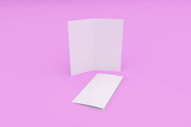 Boş beyaz iki kat broşürü mockup Menekşe arka plan üzerinde