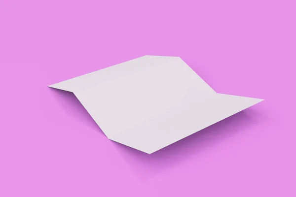 Порожній білий трикомпонентний макет брошури на фіолетовому фоні — стокове фото
