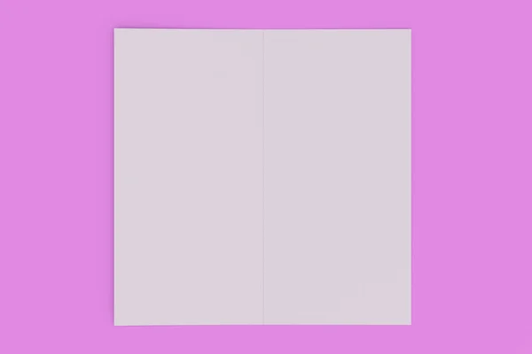 Üres fehér két-szeres brosúra makett-lila háttér — Stock Fotó