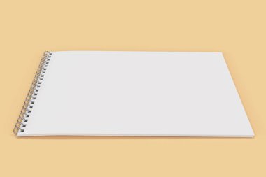 Portakal adam boş beyaz defter metal spiral ile bağlı