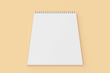 Portakal adam boş beyaz defter metal spiral ile bağlı