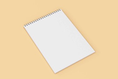 Portakal adam boş beyaz defter metal spiral ile bağlı