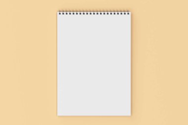 Portakal adam boş beyaz defter metal spiral ile bağlı